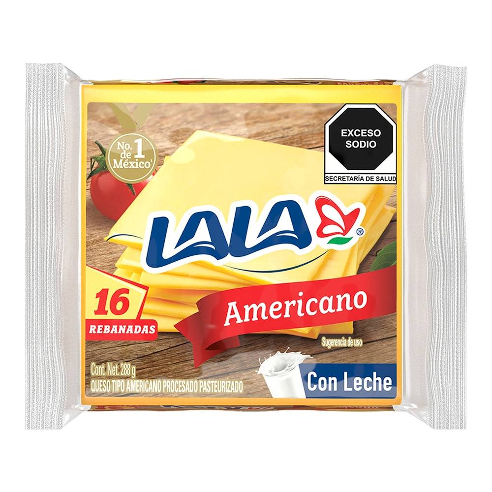 Queso amarillo americano LALA 16 rebanadas